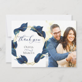 Foto Vielen Dank für Ihr modernes Deep Indigo Blue Dankeskarte