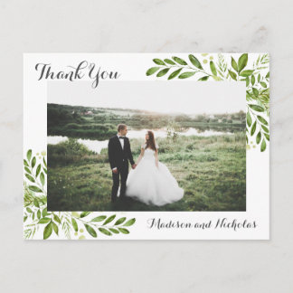 Foto Vielen Dank Postkarten mit rustikalen grünen