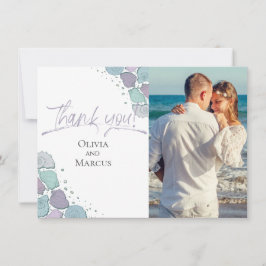 Foto Vielen Dank | Seashells Dusty Blue Lilac Dankeskarte