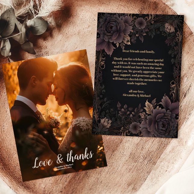 Foto Viktorianisch Royal Gothic Wedding Dankeskarte (Von Creator hochgeladen)