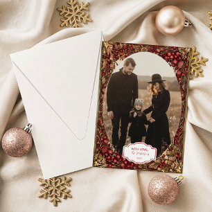 Foto Viktorianisches Rotbeer-Weihnachten Feiertagskarte