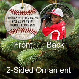 Foto Vintag Baseball Doppelkidjachten Keramik Ornament