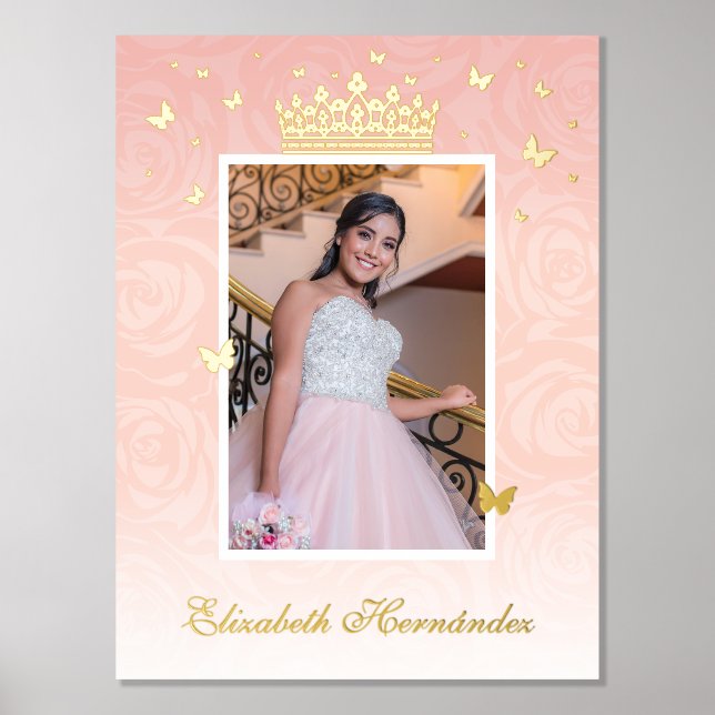 Foto Vintag Crown Light Pink Rose Gold Foliendrucke (Vorderseite)