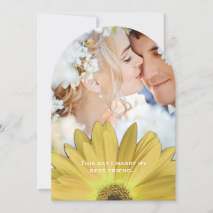 Foto Vintag Damask Yellow Gerber Daisy Wedding Einladung
