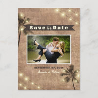Foto Vintag Palm Tree Save the Date Postkarten