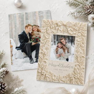 Foto Vintage-Barock-Foto Verheiratete Weihnachtska Einladung