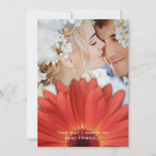 Foto Vintage Damast Orange Gerbera Hochzeit Einladung