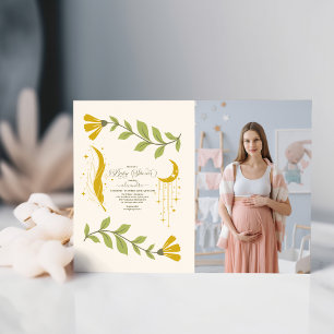 Foto Vintage Himmels Botanische Babyparty Einladung