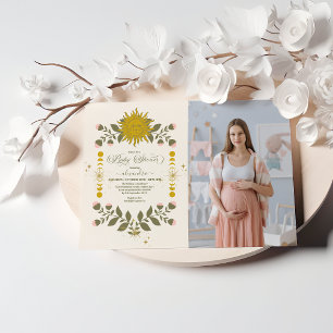 Foto Vintage Himmels Botanische Babyparty Einladung