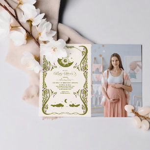 Foto Vintage Himmels Botanische Babyparty Einladung