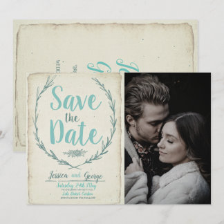 Foto Vintage rustikaler Kranz Hochzeit Heiratsantr Save The Date
