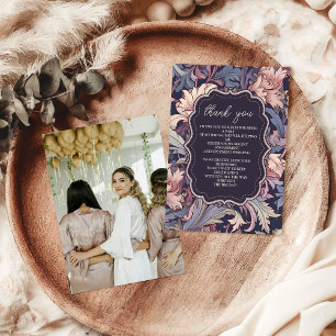 Foto Vintage William Morris Lavendel Hochzeit Dankeskarte