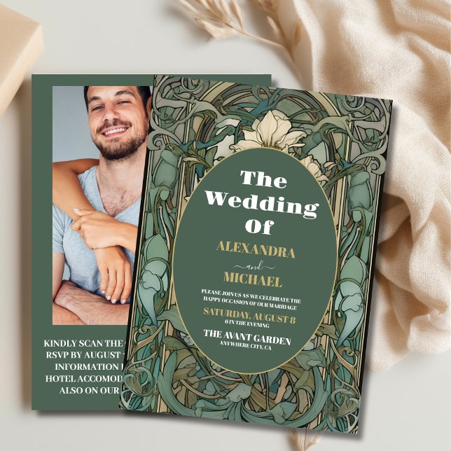 Foto Vintager Blumenstrauß Jugendstil Hochzeit Einladung (Von Creator hochgeladen)