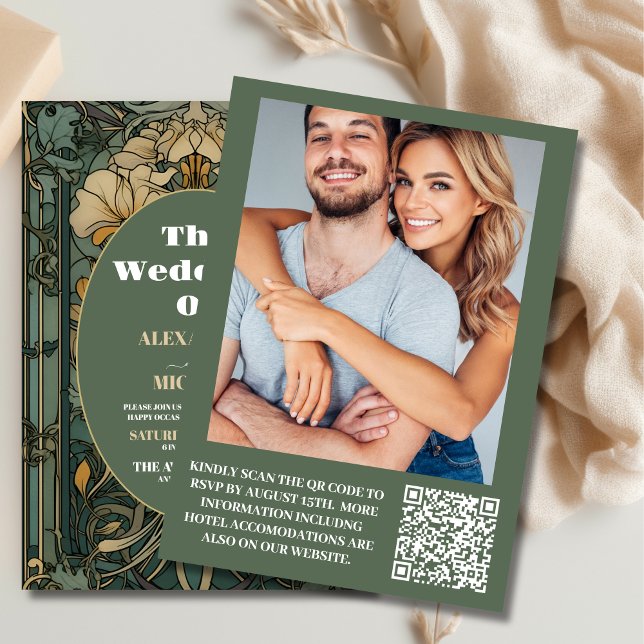 Foto Vintager Blumenstrauß Jugendstil Hochzeit Einladung (Von Creator hochgeladen)