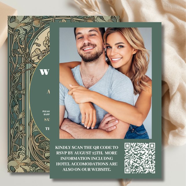 Foto Vintager Blumenstrauß Jugendstil Hochzeit Einladung (Von Creator hochgeladen)