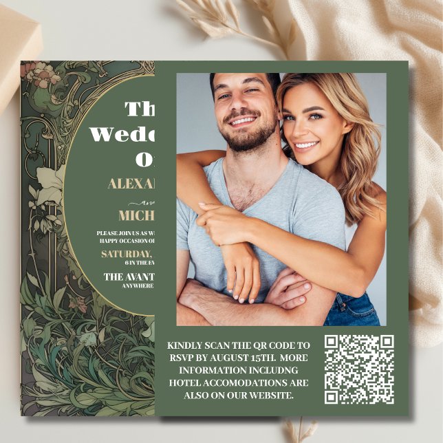 Foto Vintager Blumenstrauß Jugendstil Hochzeit Einladung (Von Creator hochgeladen)