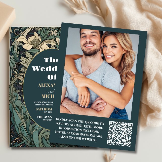 Foto Vintager Blumenstrauß Jugendstil Hochzeit Einladung (Von Creator hochgeladen)