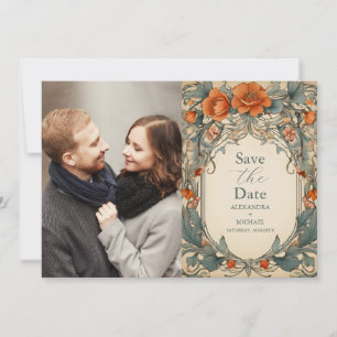 Foto Vintager Blumenstrauß Jugendstil Hochzeit Save The Date