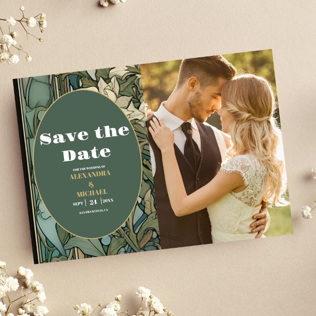 Foto Vintager Blumenstrauß Jugendstil Hochzeit Save The Date (Von Creator hochgeladen)