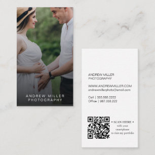 Foto Visitenkarte mit QR-Code vertikal