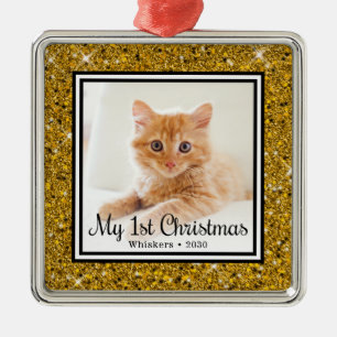 Foto vom 1. Weihnachten des Kätzchens Ornament Aus Metall