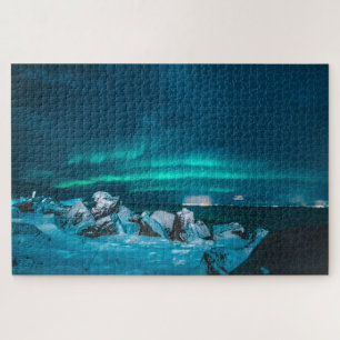 Foto vom Abend der Nördlichen Lichter Island Puzzle