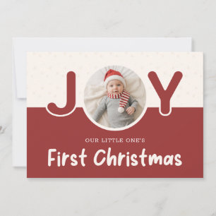 Foto vom Baby mit roter Santa-Mütze zum ersten Wei Feiertagskarte