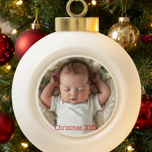 Foto vom Baby zum ersten Weihnachten Personalisier Keramik Kugel-Ornament