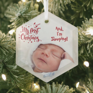 Foto vom schlafenden Baby Mein erstes Weihnachten Ornament Aus Glas
