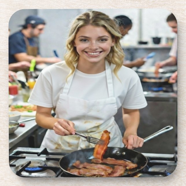 Foto vom Speckkochen anpassen Getränkeuntersetzer (Vorderseite)