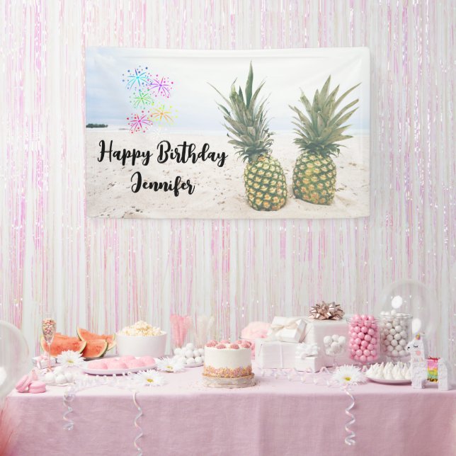 Foto von 2 Ananas am Strand Geburtstag Banner (Party)