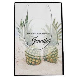 Foto von 2 Ananas am Strand Geburtstag Mittlere Geschenktüte