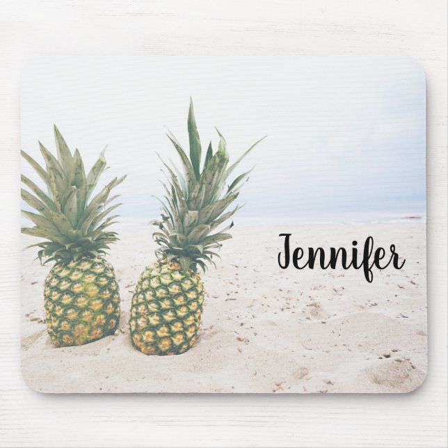 Foto von 2 Ananas am Strand Mousepad (Vorne)