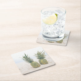 Foto von 2 Ananas am Strand Rechteckiger Pappuntersetzer