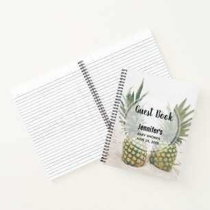 Foto von 2 Ananas auf einem Strand-Gästebuch Notizbuch