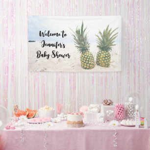 Foto von 2 Ananas auf einer Beach Baby Dusche Banner