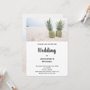 Foto von 2 Ananas auf einer Strandhochzeit Einladung