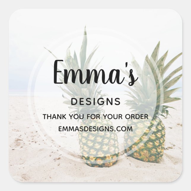 Foto von 2 Ananas in einem Strandgeschäft Quadratischer Aufkleber (Vorderseite)