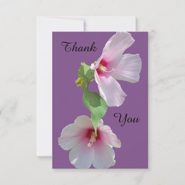 Foto von 2 rosa Hibiskus Blume auf Dankeschön Kart Dankeskarte (Vorderseite)