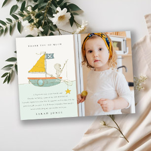 Foto von Angelnden Bären auf Segelboot Geburtstag  Dankeskarte