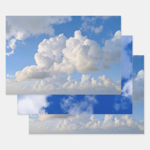 Foto von Blauem Himmel mit weißen Wolken Geschenkpapier Set