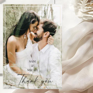 Foto von Brautpaar mit Namen Danke Hochzeit creme