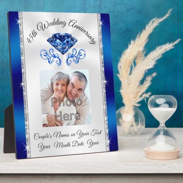 Foto von Custom 45 Year Wedding Anniversary Gift Fotoplatte (Seite)