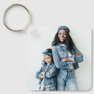 Foto von der besten Tante in bluem Denim Schlüsselanhänger