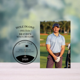 Foto von einem Golfer mit Hole In One Acrylschild