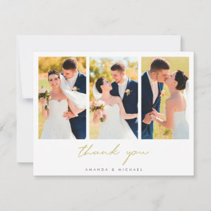 Foto von Einfaches Elegant Modern Gold Wedding Dankeskarte