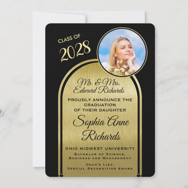 Foto von Eltern Ankündigung von Black Abschluss (Vorderseite)