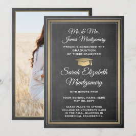 Foto von Eltern Chalkboard und Gold Abschluss Ankündigung