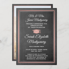 Foto von Eltern - Halbpension und rosa Abschluss Ankündigung