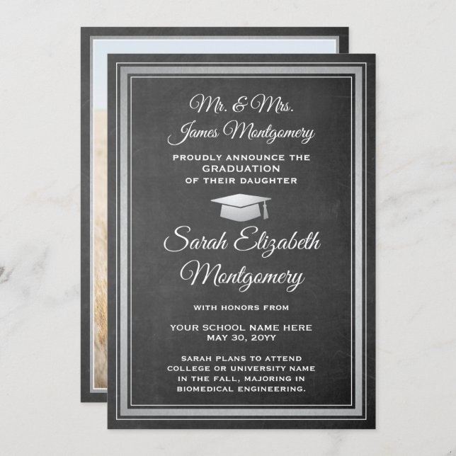 Foto von Eltern - Halbpension & Weißer Abschluss Ankündigung (Vorne/Hinten)